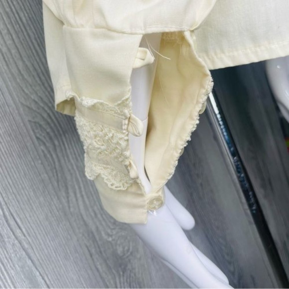 Vintage Victorian lace ruffle high collar blouse long sleeve shirt cottage core - Picture 5 of 6